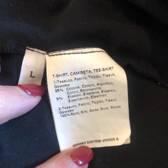 Marina Rinaldi black pullover top. Nice white detailing at neck and cuff. Classy - Picture 8 of 9